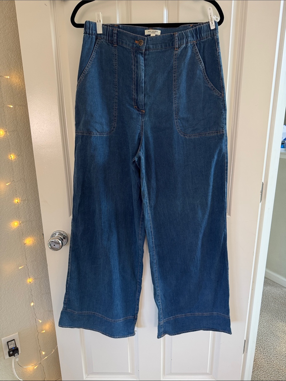 Wide Leg Dark Wash Denim Pants  Max Studio London